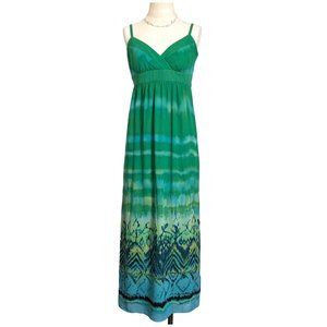 MSK Green Print Sleveless Maxi Dress Size:10